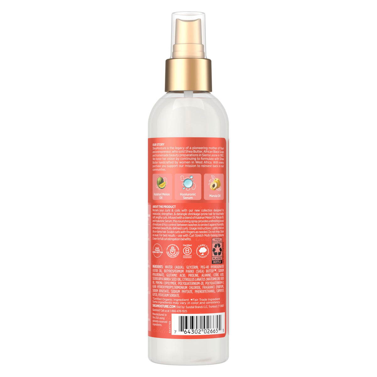 SheaMoisture spray nozzle close-up highlighting even mist delivery