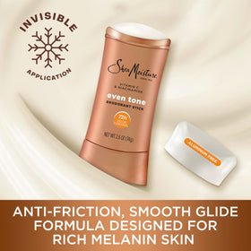 SheaMoisture deodorant being applied to underarm showing gentle, non-irritating benefit
