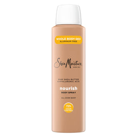 SheaMoisture front can showing label and signature fragrance, promotes lasting odor control
