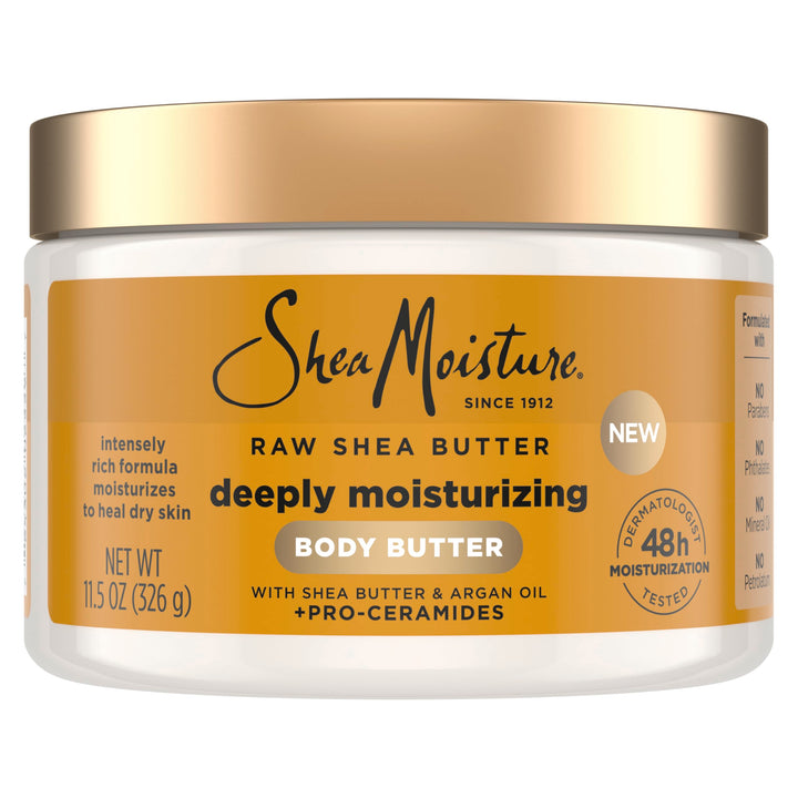 SheaMoisture front jar shot showing packaging and rich hydration benefits