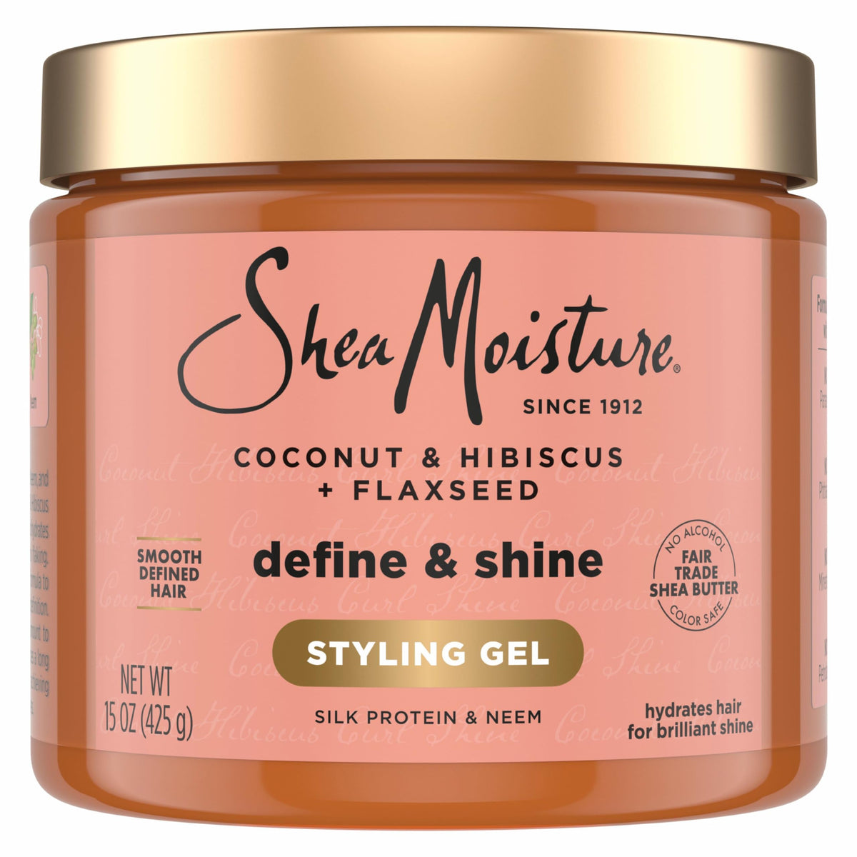 SheaMoisture front packaging showing 15oz gel and benefits