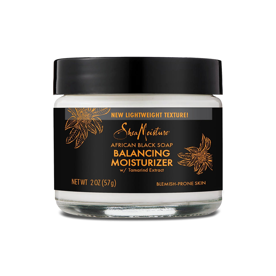 SheaMoisture front packaging of 2 oz balancing moisturizer for easy travel hydration