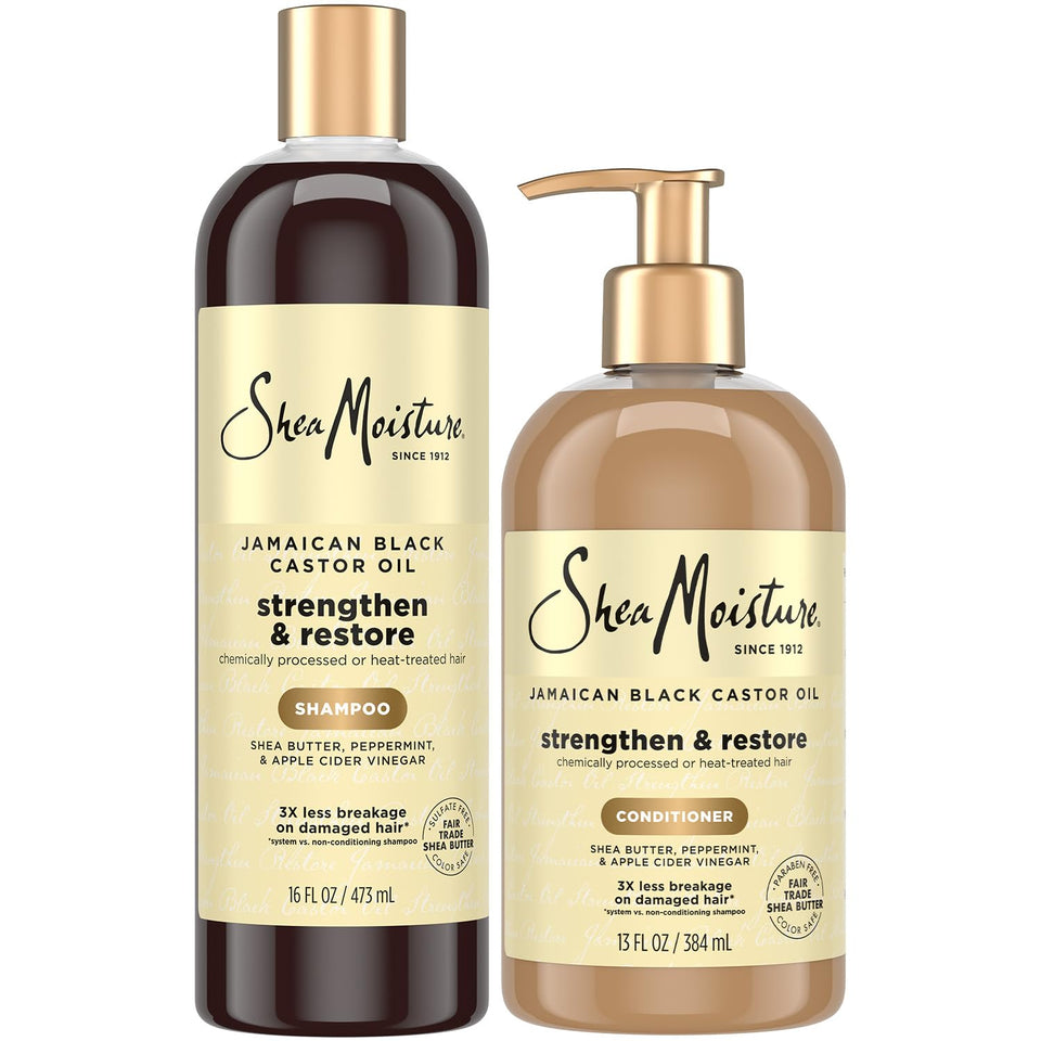 SheaMoisture front packaging showing both bottles and benefits