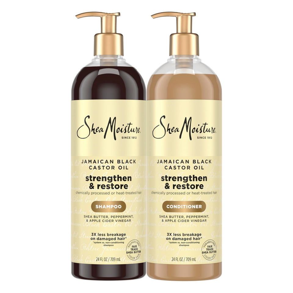 Shea Moisture front packaging showing 2-pack bottles and benefits