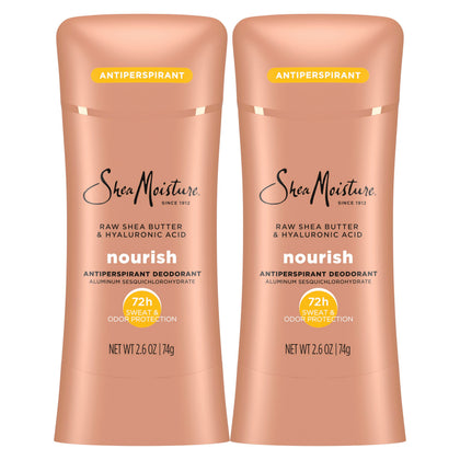 SheaMoisture front packaging showing the moisturizing antiperspirant benefits