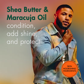SheaMoisture full beard detangler spray in hand easing knots and combing