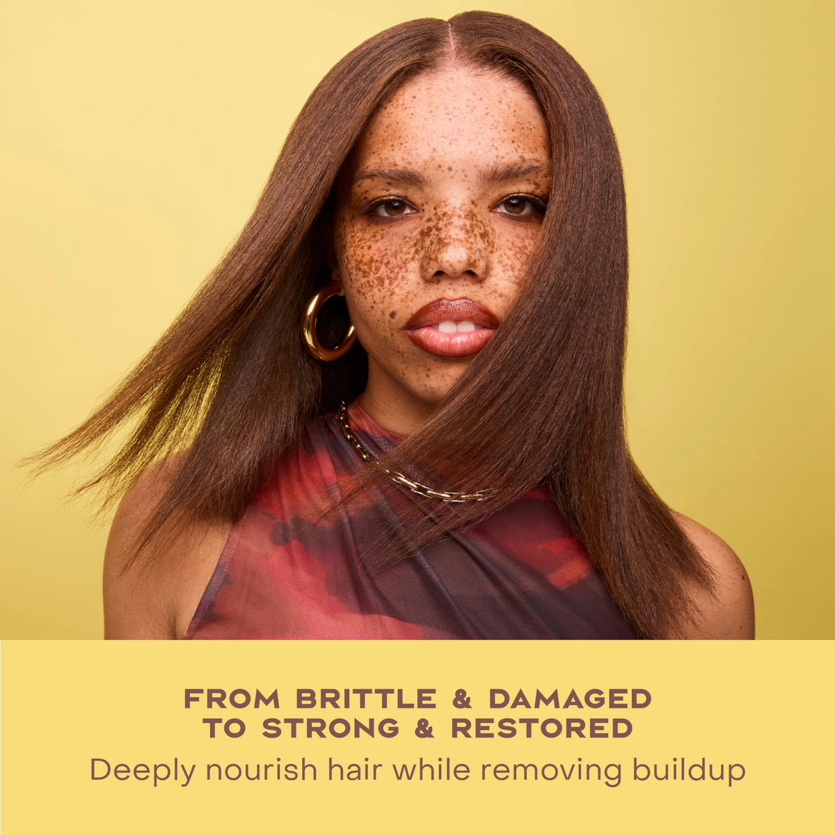 SheaMoisture hair before and after image demonstrating improved strength benefit