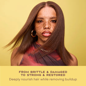 SheaMoisture hair before and after image demonstrating improved strength benefit