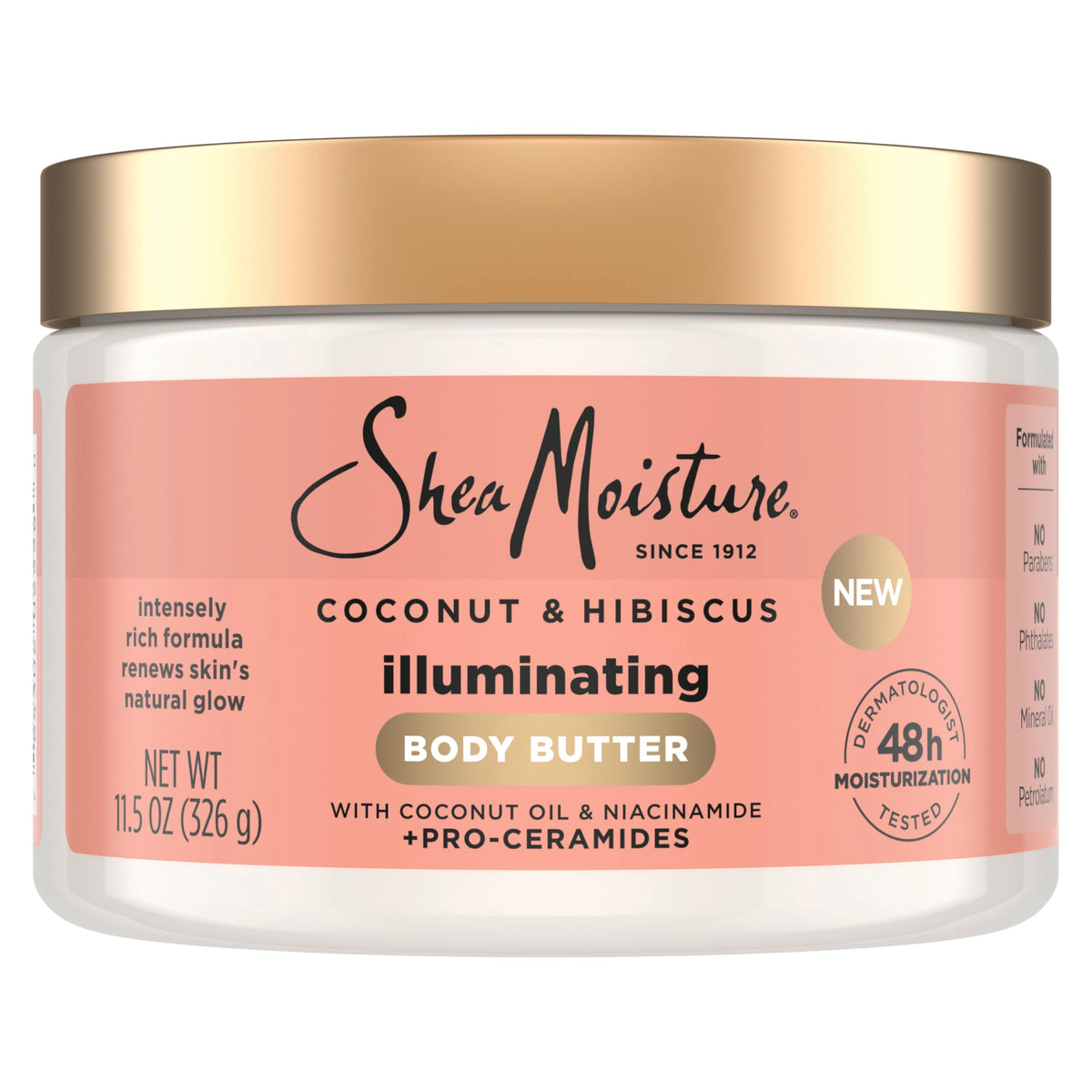 SheaMoisture jar front view showing product name and glowing skin benefit