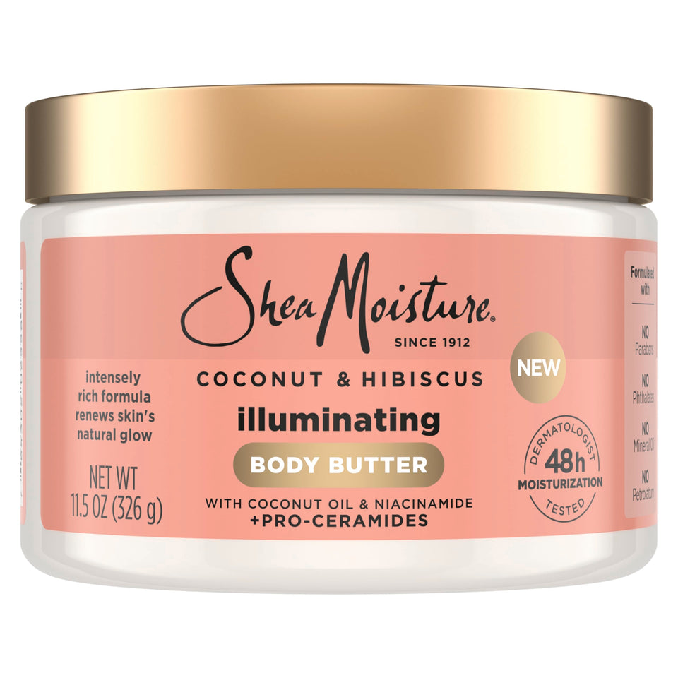 SheaMoisture jar front view showing product name and glowing skin benefit