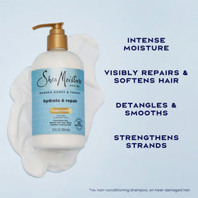 SheaMoisture ingredients display with Manuka Honey and Yogurt benefits