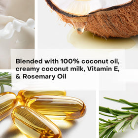 SheaMoisture ingredients label with coconut and rosemary highlighting nourishing components