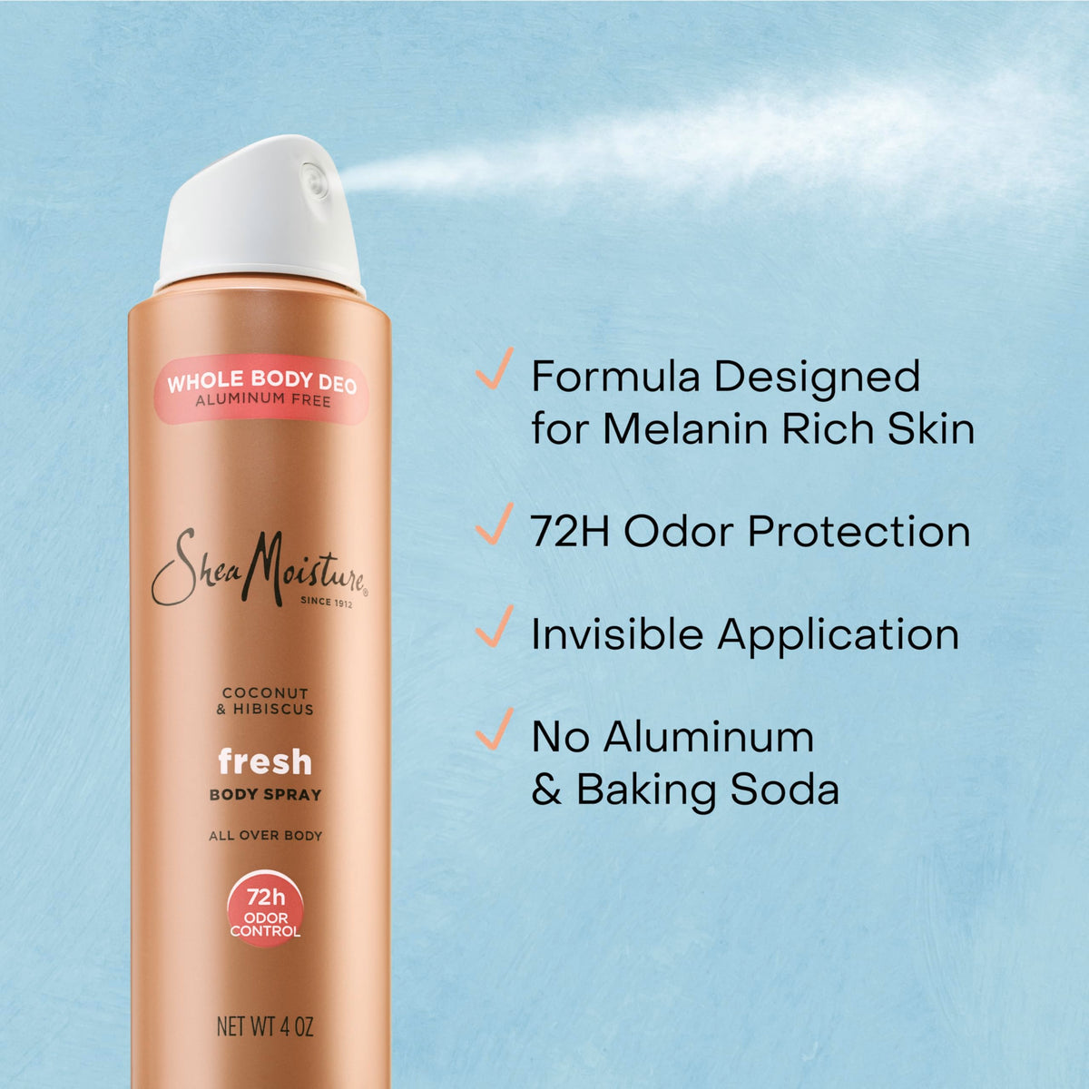 SheaMoisture invisible finish on skin close-up demonstrating no-residue, comfortable wear