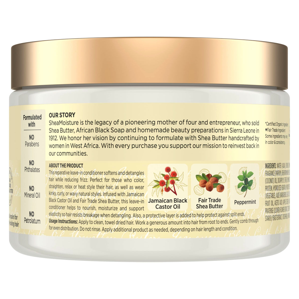 Shea Moisture creamy leave-in texture on palm for easy application