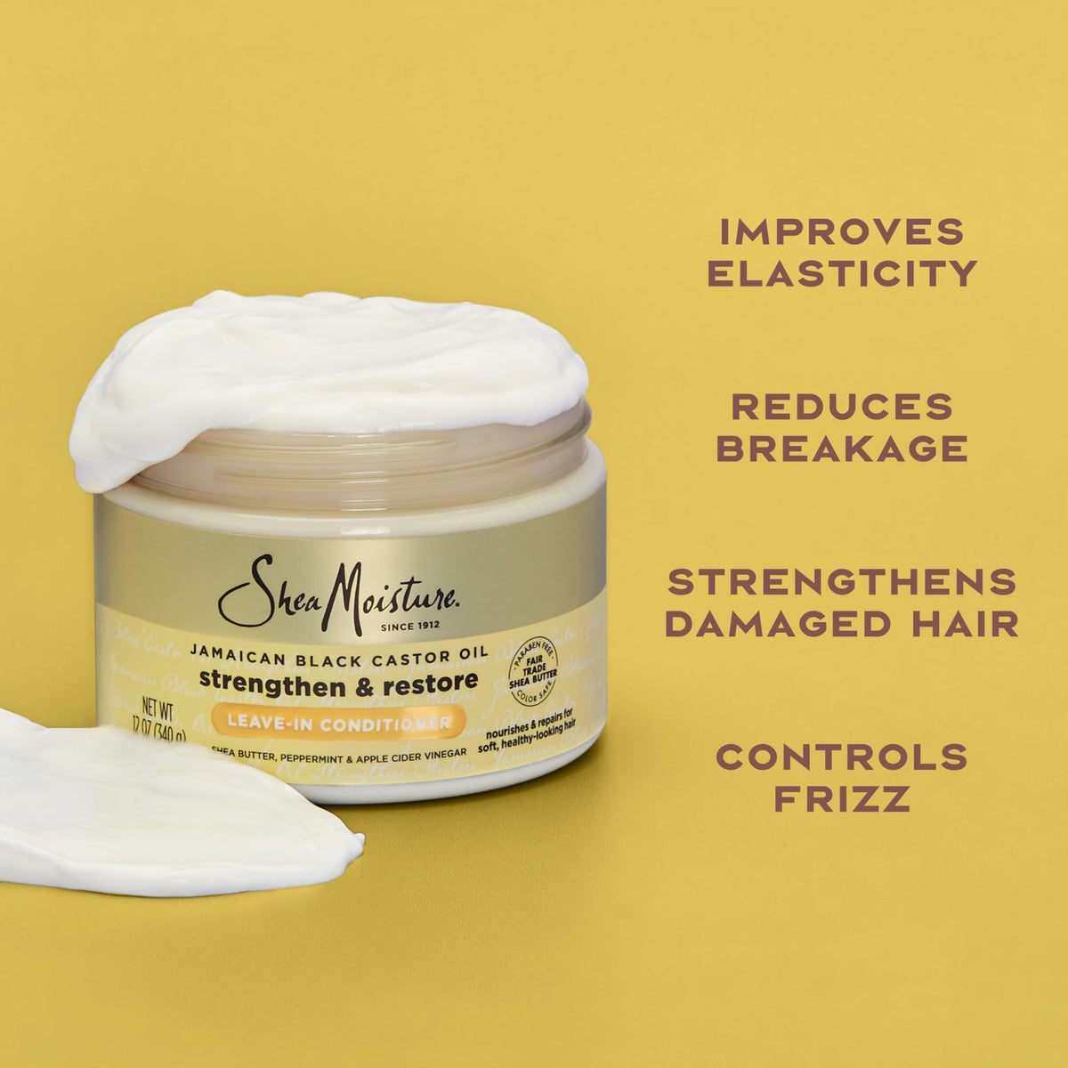 Shea Moisture being applied to towel-dried hair to detangle