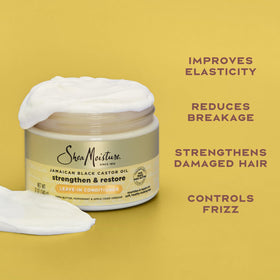 Shea Moisture being applied to towel-dried hair to detangle