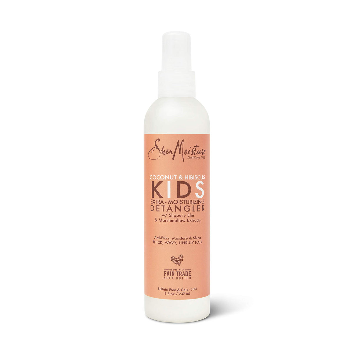 SheaMoisture detangler spray in hand smoothing knots for easier combing