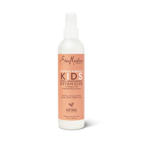 SheaMoisture detangler spray in hand smoothing knots for easier combing