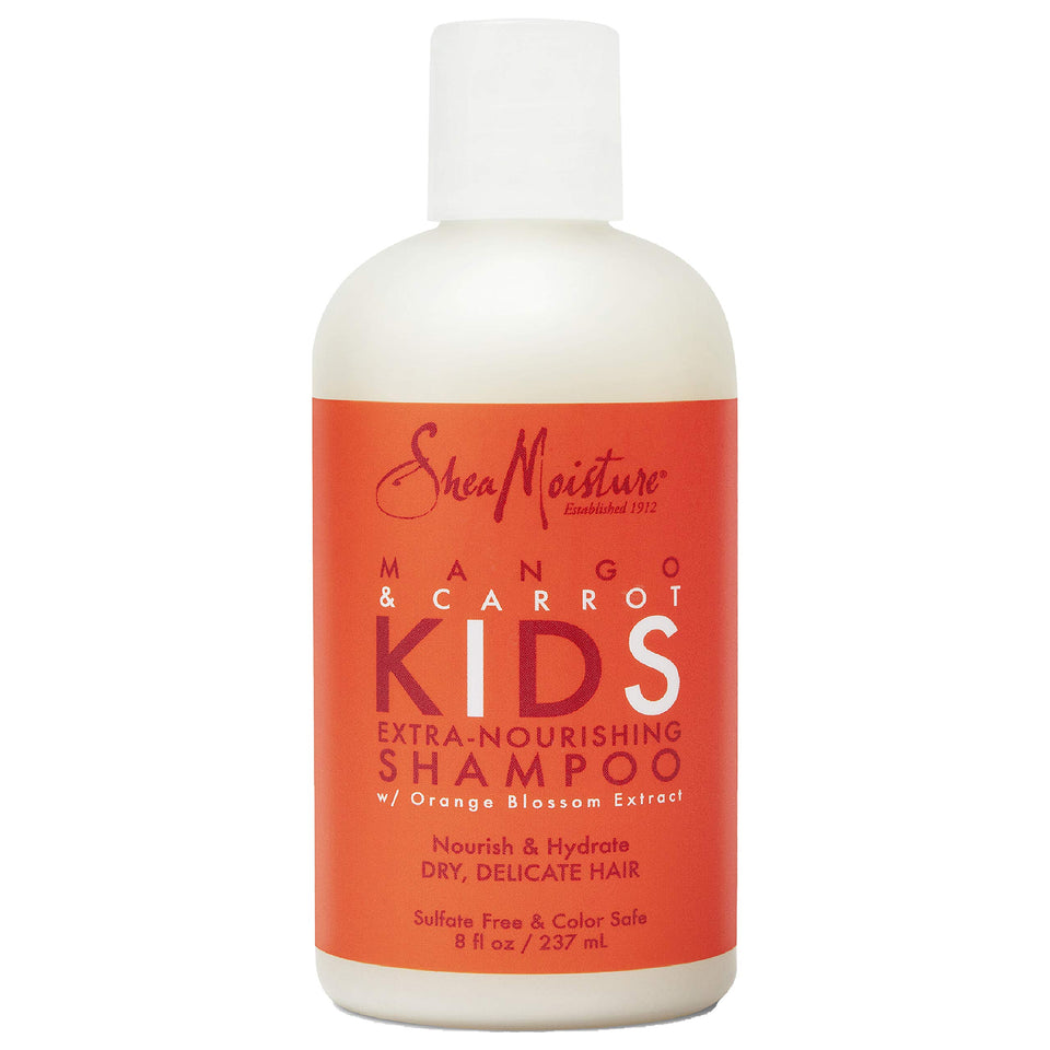 Shea Moisture front bottle view showing kid shampoo and easy use