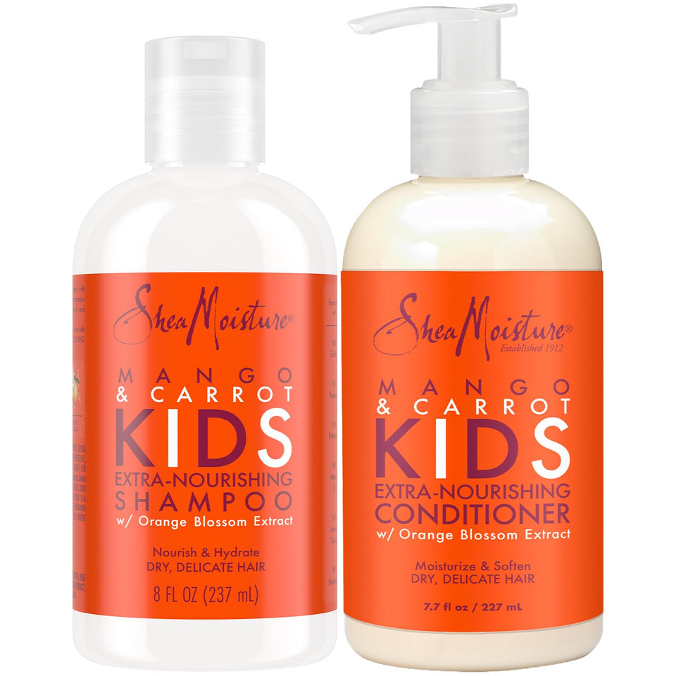 Shea Moisture front packaging showing both bottles and kid-friendly design, gentle cleansing