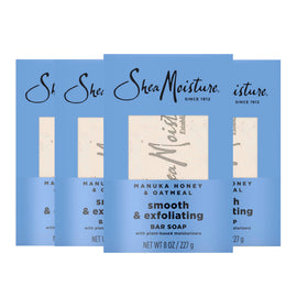 SheaMoisture front packaging of Manuka Honey Oatmeal bars showing product pack benefit