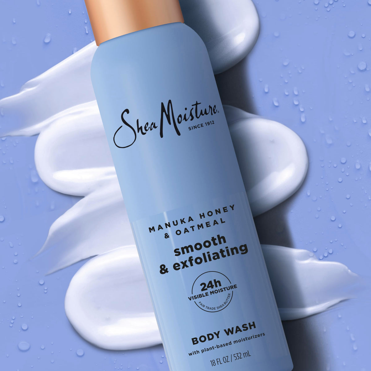 SheaMoisture pump dispensing wash onto hand to show easy use and controlled application