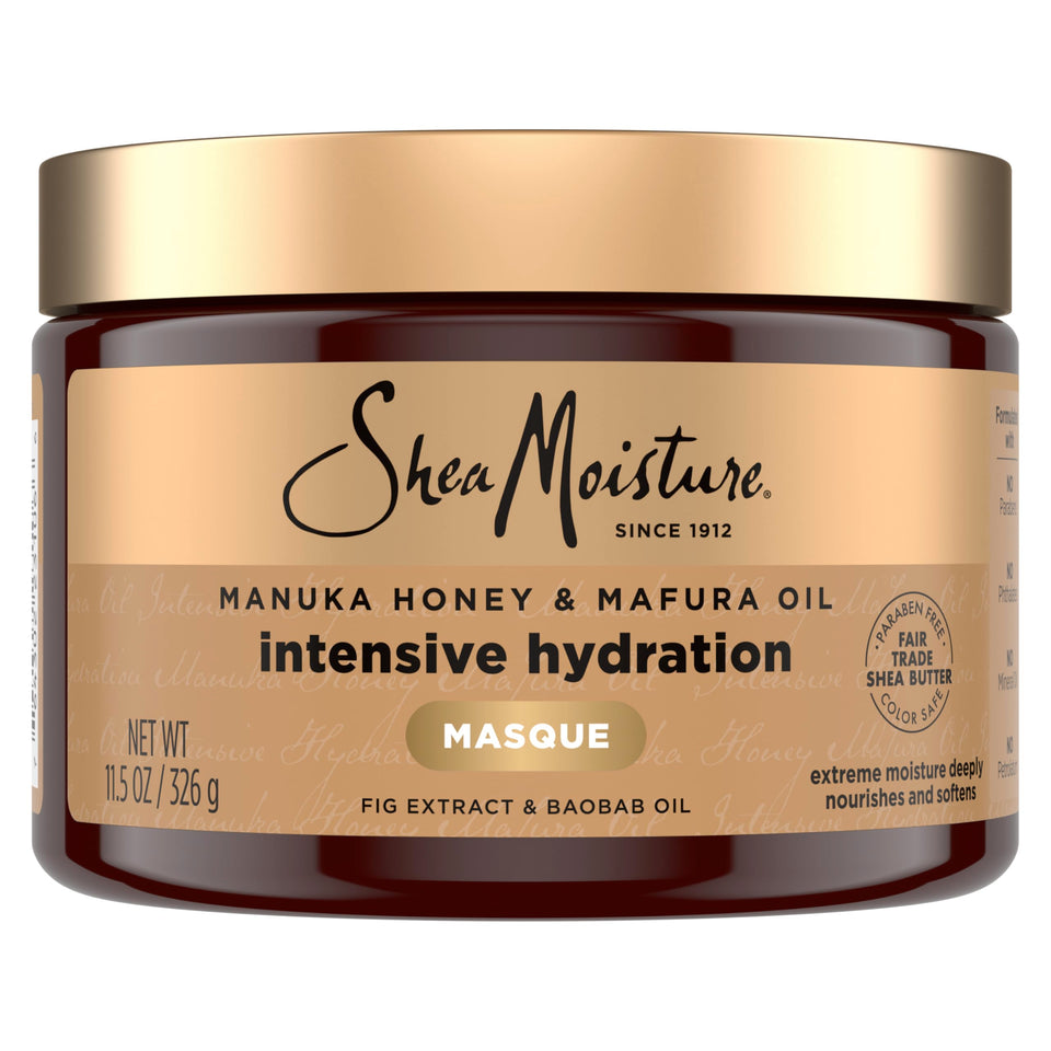 SheaMoisture front jar view showing product packaging and moisturizing promise