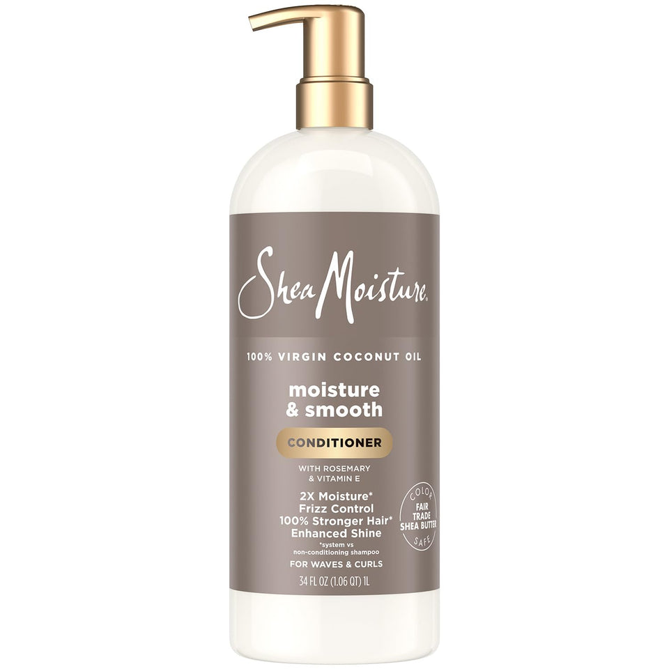 SheaMoisture front bottle view showing label and family-size pump for easy use