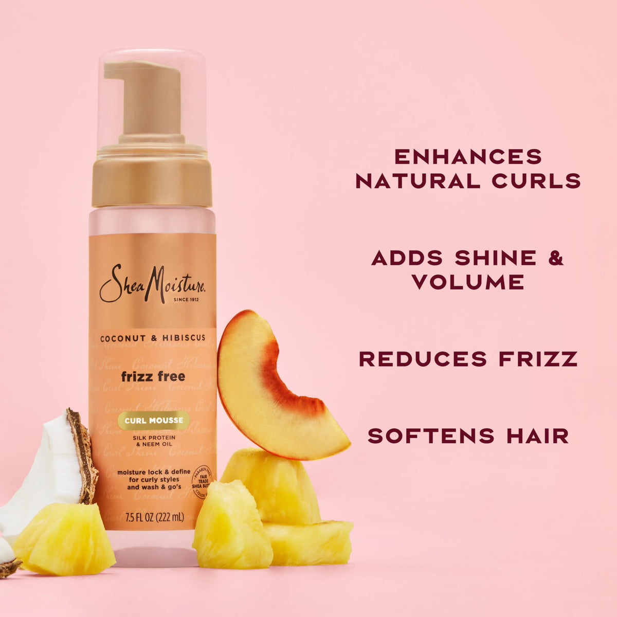SheaMoisture mousse applied on curly hair for defined, bouncy results