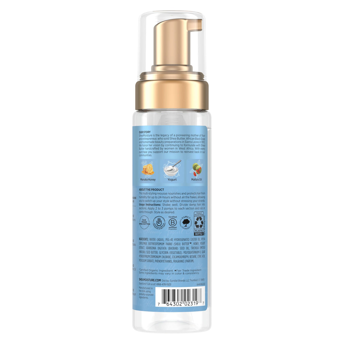SheaMoisture mousse dispensed foam texture for lightweight hold and moisture