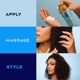 SheaMoisture mousse on bathroom shelf in lifestyle scene for everyday styling