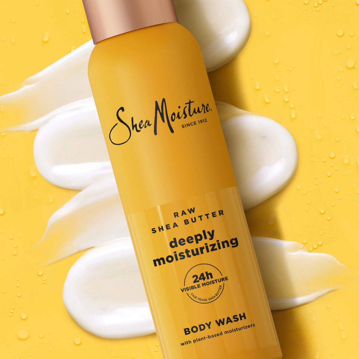 SheaMoisture bottle staged in bathroom lifestyle setting promoting daily ritual
