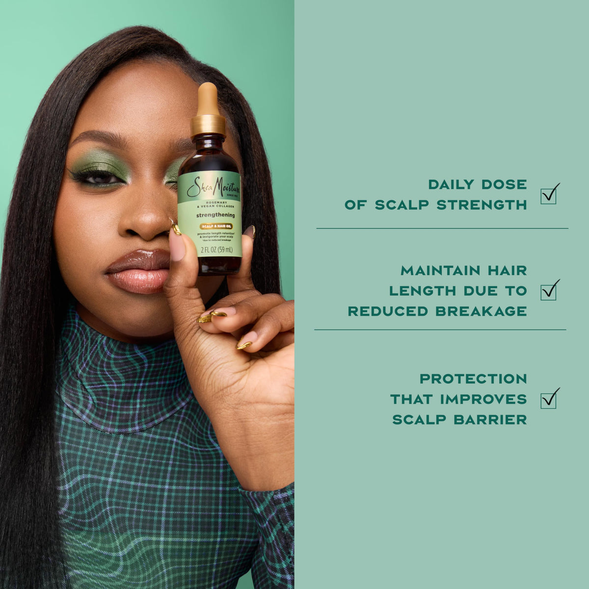 SheaMoisture oil being massaged into scalp for cooling refreshment