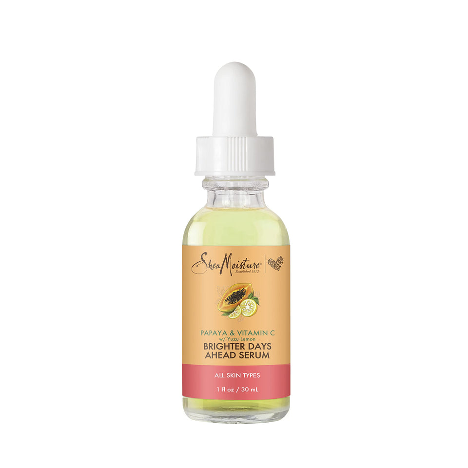 SheaMoisture front packaging of serum showing clean 1 oz bottle and branding benefits