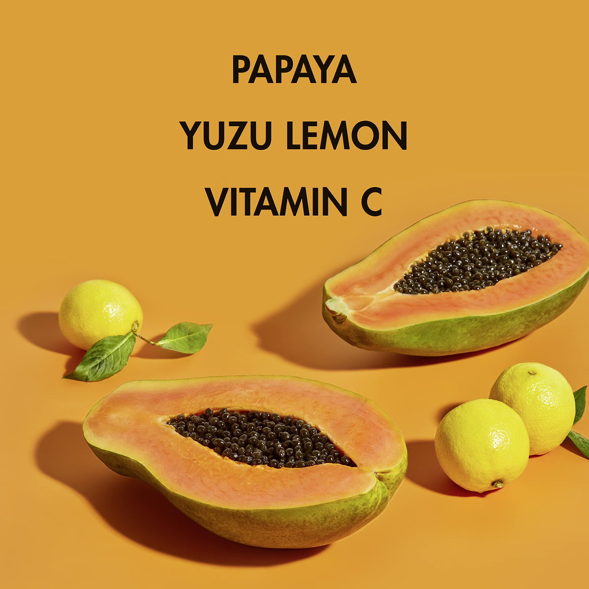 SheaMoisture label close-up displaying papaya and vitamin C ingredients clearly
