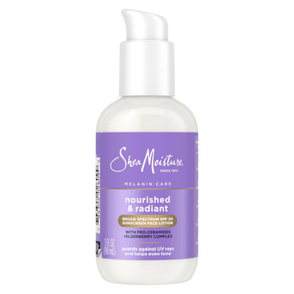 SheaMoisture front packaging showing SPF 30 face lotion and benefits