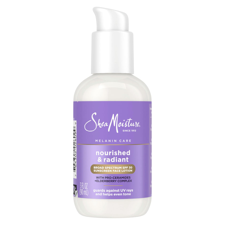 SheaMoisture front packaging showing SPF 30 face lotion and benefits