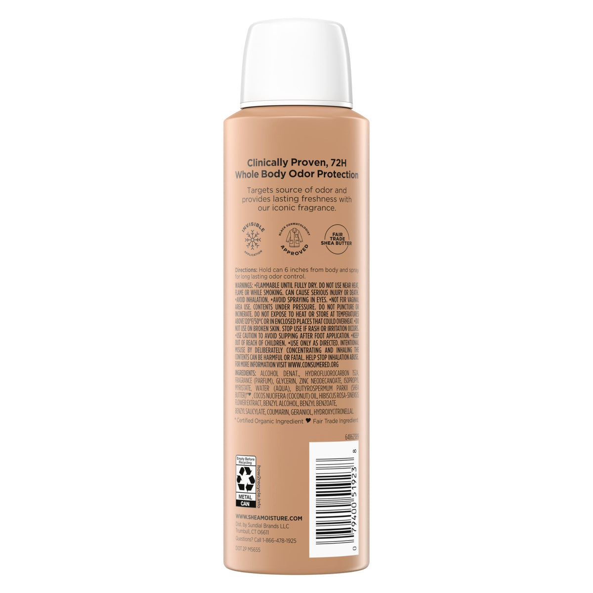 SheaMoisture spray action producing fine mist, fast-drying application for all-over use