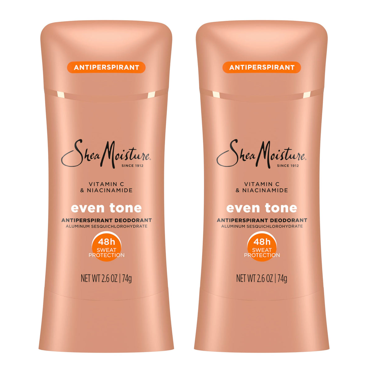 SheaMoisture front packaging showing 48H protection and even tone benefits