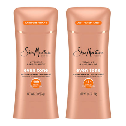 SheaMoisture front packaging showing 48H protection and even tone benefits