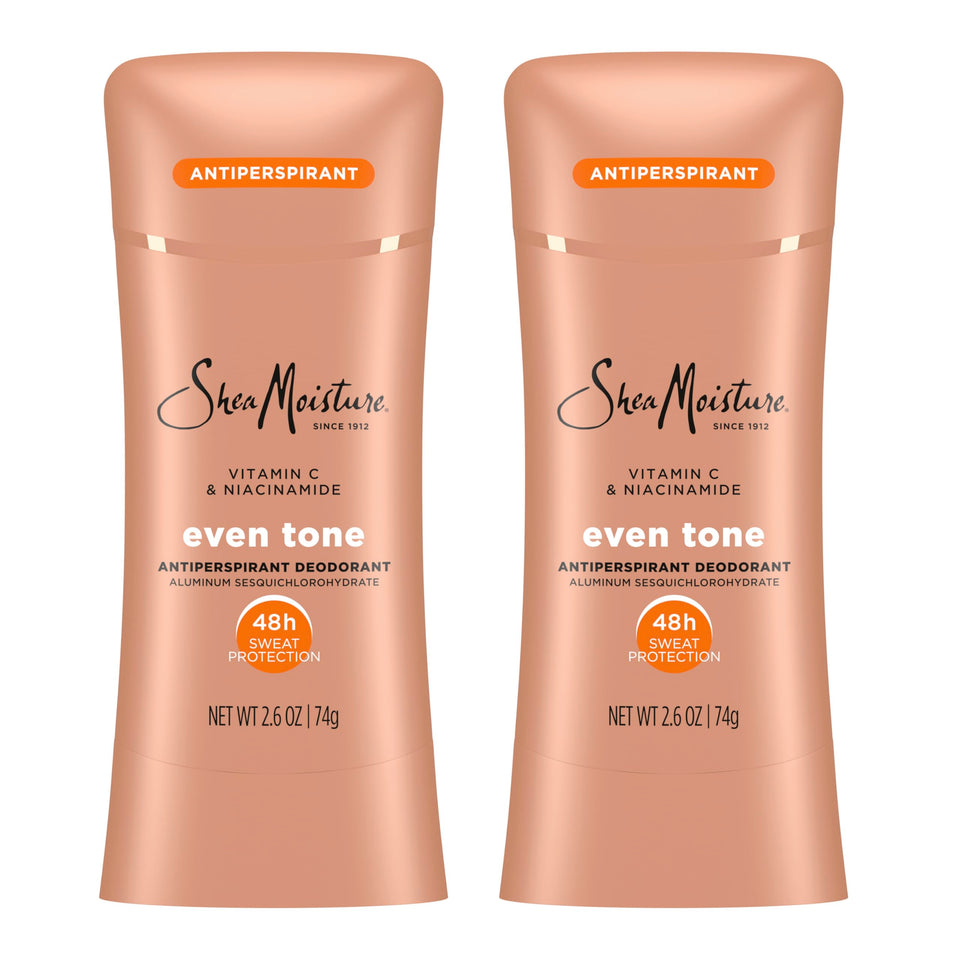 SheaMoisture front packaging showing 48H protection and even tone benefits
