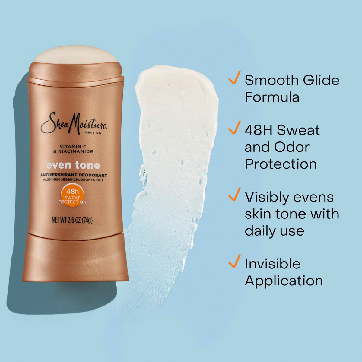 SheaMoisture deodorant stick held in hand to show real size and portability