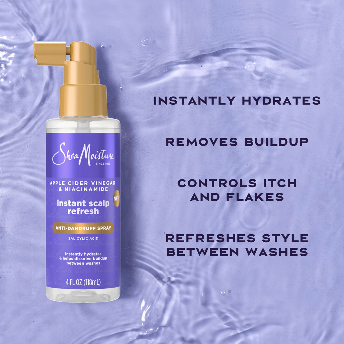 SheaMoisture spray texture droplet on hand showing lightweight hydration