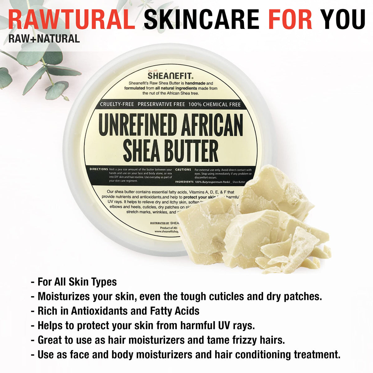 Sheanefit scoop in palm warming butter for easy application and absorption