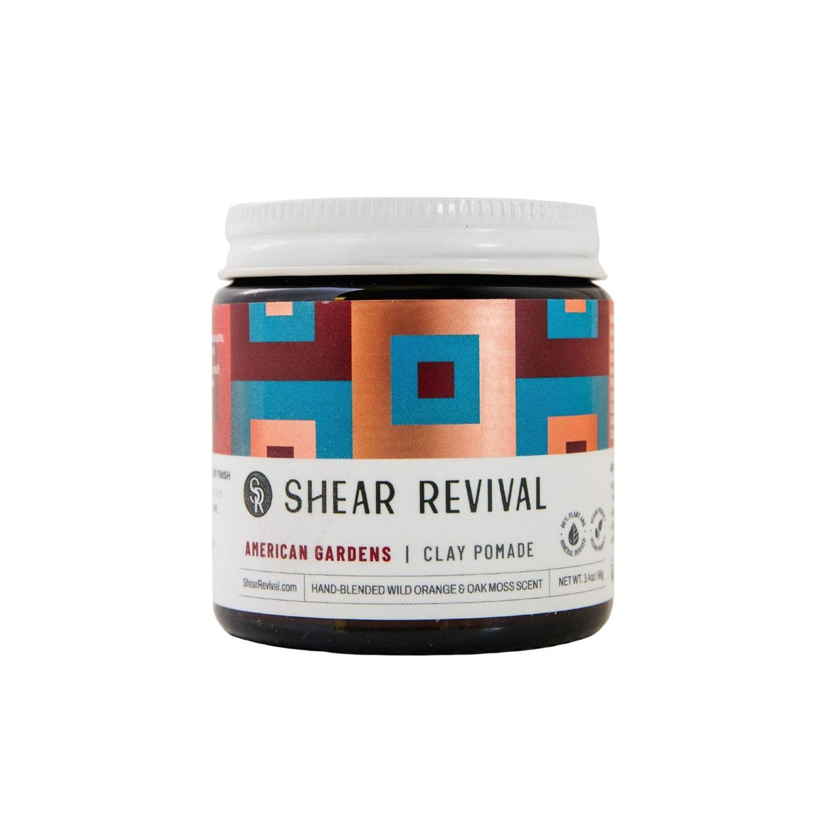 Shear Revival American Gardens front jar showing label and amber glass for eco-friendly storage