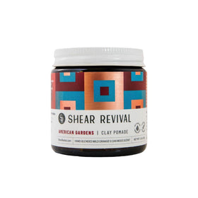 Shear Revival American Gardens front jar showing label and amber glass for eco-friendly storage