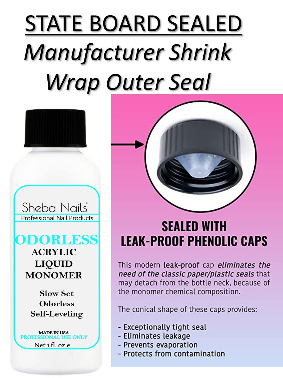 Sheba Nails clear powder jar top view showing fine texture and consistent self-leveling
