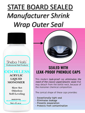 Sheba Nails clear powder jar top view showing fine texture and consistent self-leveling