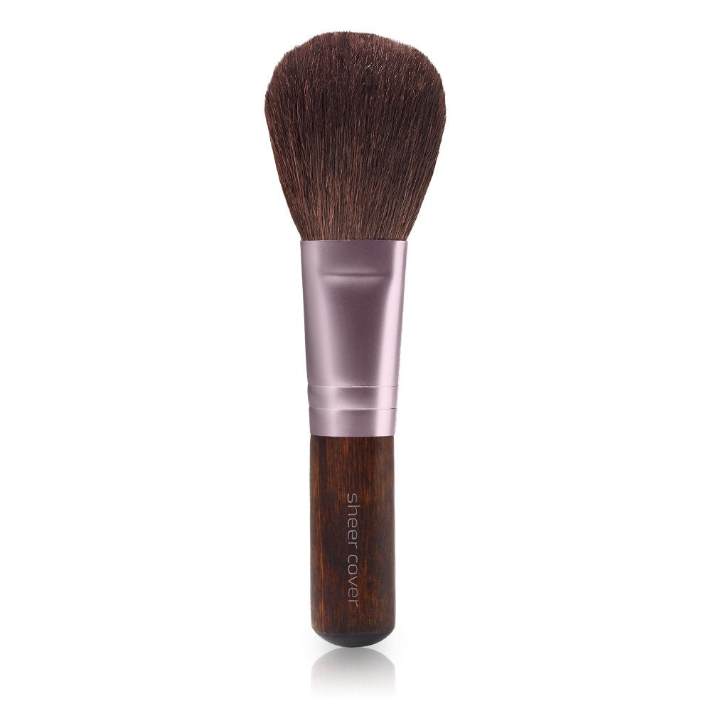 Sheer Cover application with brush on face, demonstrates buildable coverage benefit