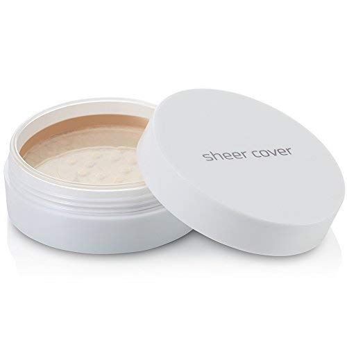 Sheer Cover open compact with included brush, ready-to-apply convenience benefit